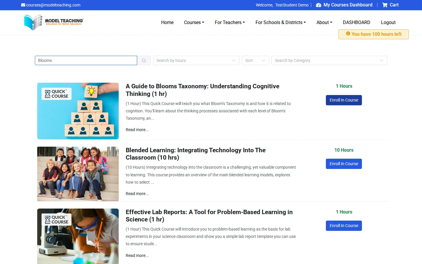 The Enroll In Course button outlined