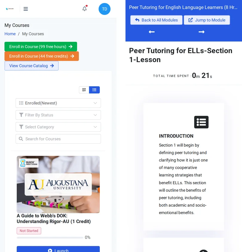 My Courses and a lesson shown on a phone