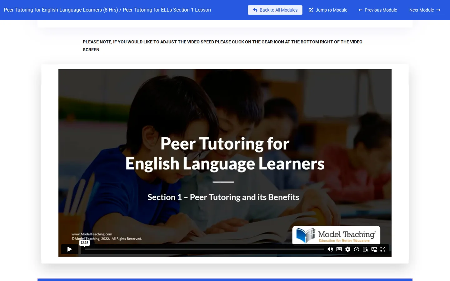 A lesson video with the transcript download link outlined